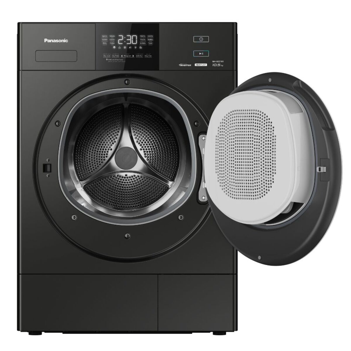 Panasonic Heat Pump 10.5 KG Dryer, Black - NH-XE21R1BKW