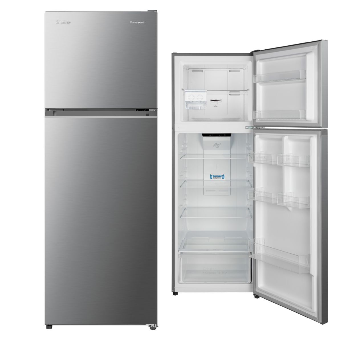 Panasonic Top Mount Freezer Refrigerator 348 Liters, Silver - NR-BC42VSSKW