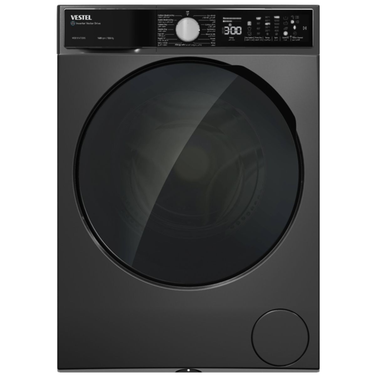 Vestel Front Load Washer 10Kg Dryer 6Kg 1400 RPM, Dark Inox - WDB1014T3DXS-KW
