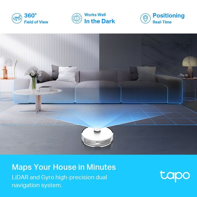 Tapo RV30 LiDAR Navigation Robot Vacuum & Mop - White