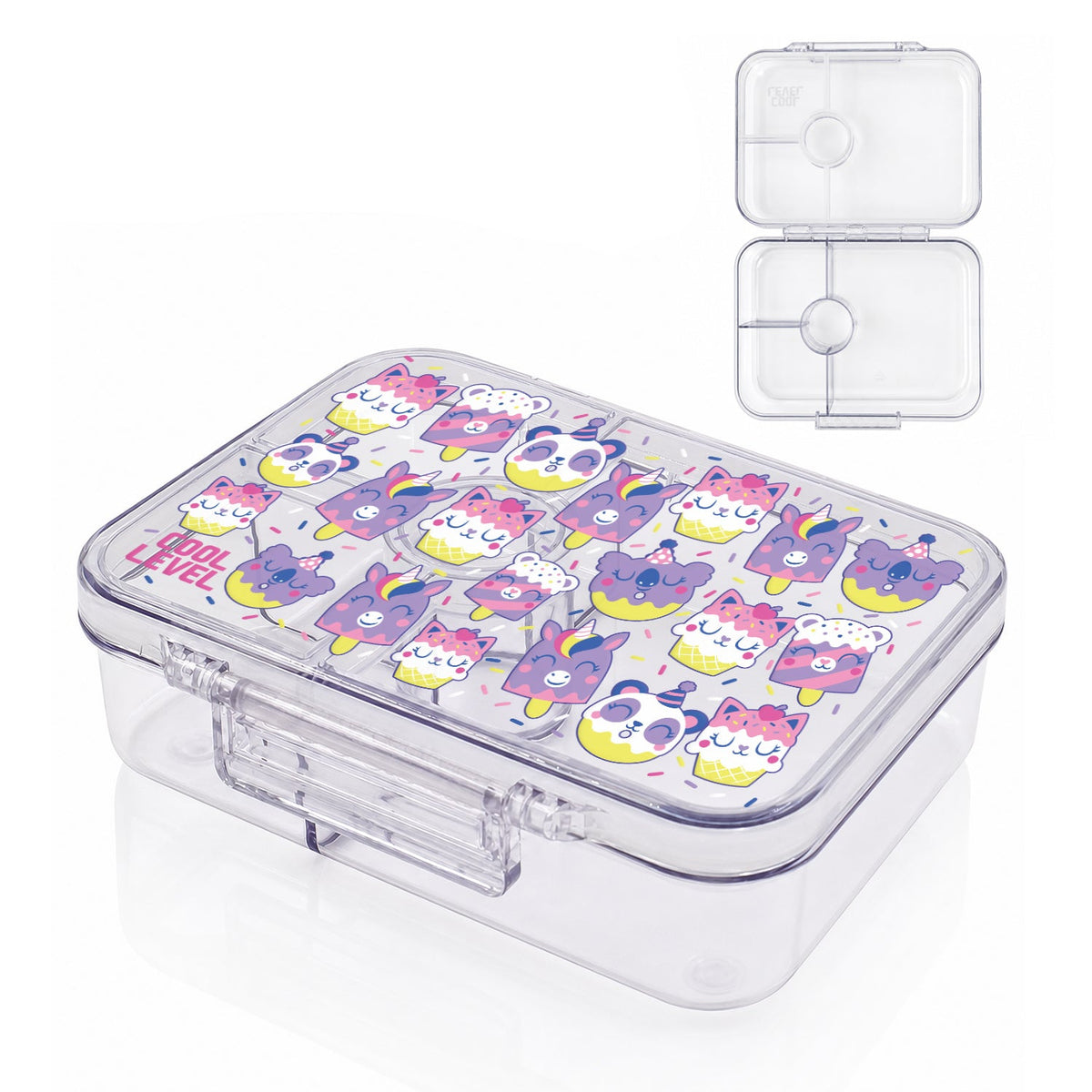 COOL LEVEL Healthy Transparent Compartment Lunchbox  F26 - Assorted
