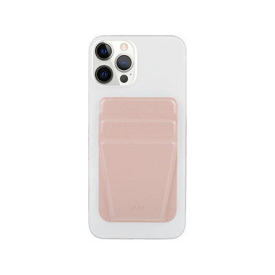Uniq Lyft Wallet Magnetic Snap-on Stand and Card Holder for iPhone - Blush Pink