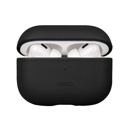 Uniq Terra حافظة من الجلد الأصلي حافظة  ايربودز برو - دالاس أسود
