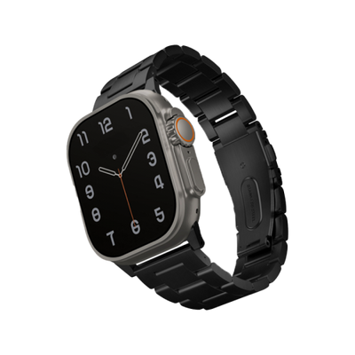 Uniq Osta Steel Strap With Steel Self Adjustable Links for Apple Watch 49/45/42mm - Midnight Black