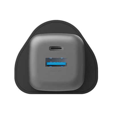 Energea Ampcharge 1-port USB-C and 1-port USB-A 35W GaN Wall Charger - Gunmetal