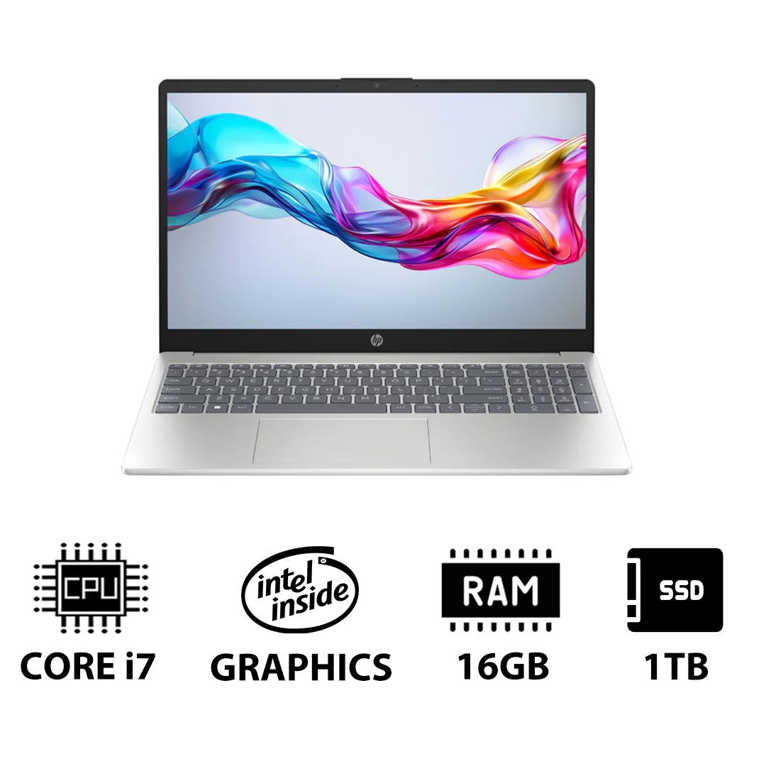 HP 15-FD0144NE - 15.6" FHD / i7 / 16GB / 1TB (NVMe M.2 SSD) / DOS (Without OS) / 1YW / Natural Silver - Laptop