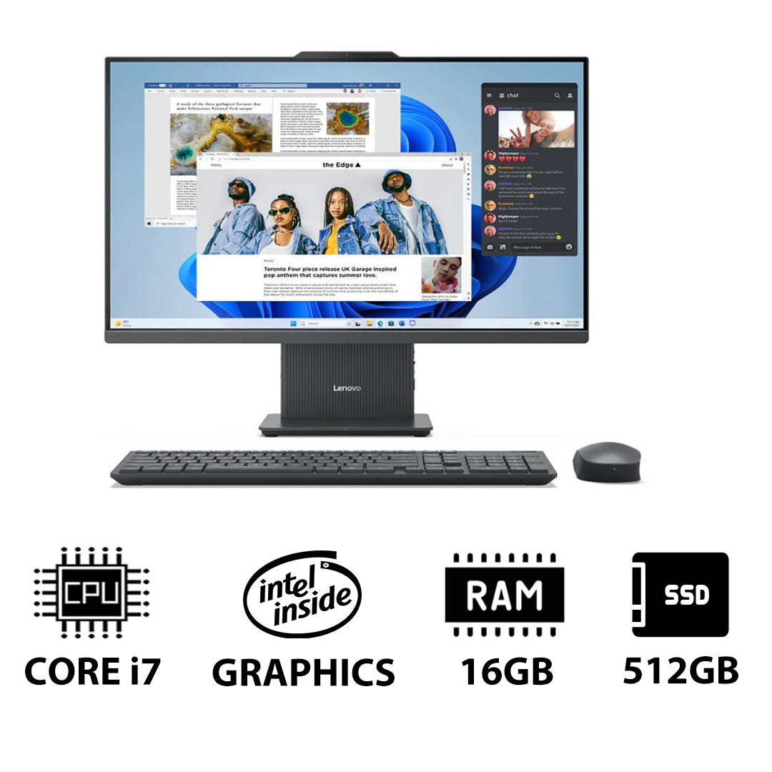 Lenovo IdeaCentre 27 Gen 9 AIO PC - i7 / 16GB / 512GB (NVMe M.2 SSD) / 27" FHD Non-Touch / DOS (Without OS) / Arabic/English / 1YW / Luna Grey - Desktop