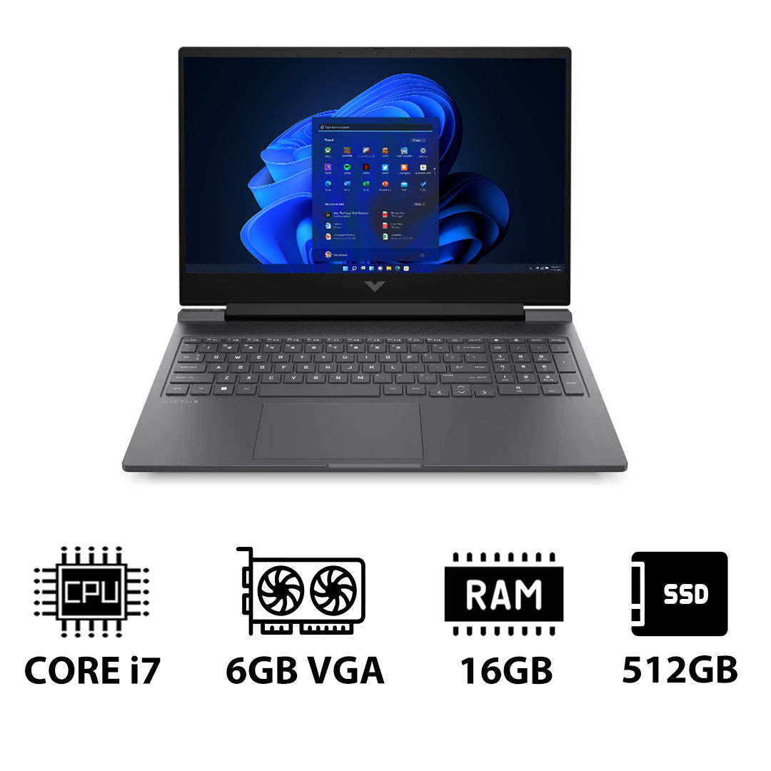 HP Victus Gaming Laptop 16-R1042NE - 16.1" FHD / i7 / 16GB / 512GB (NVMe M.2 SSD) / RTX 4050 6GB VGA / Win 11 Pro / 1YW / Mica Silver - Laptop