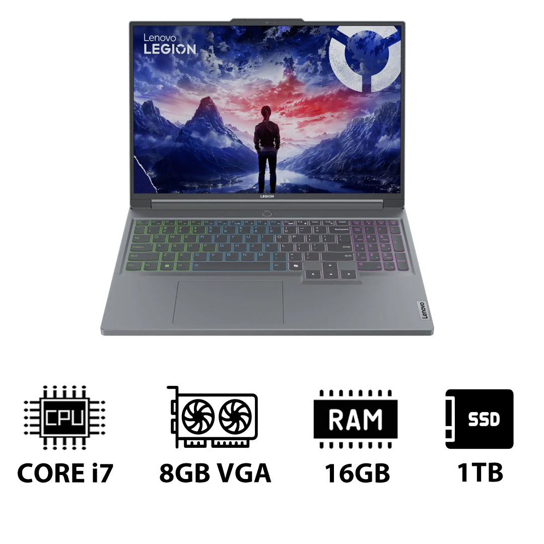 Lenovo Legion 5 Gen 9 - 16.0" WQXGA / i7 / 16GB / 1TB (NVMe M.2 SSD) / RTX 4070 8GB VGA / DOS (Without OS) / 1YW / Arabic/English / Luna Grey - Laptop