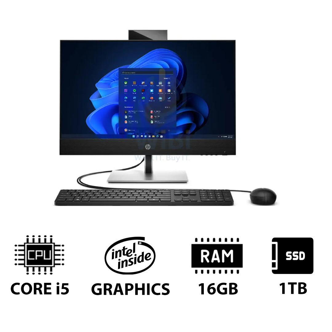 إتش بي برو وان 440 G9 المتكامل - آي 5 / 16 جيجابايت / 1 تيرابايت (NVMe م.2 إس إس دي) / 23.8" FHD لا تعمل باللمس / ويندوز 11 برو / ضمان سنة - كمبيوتر مكتبي