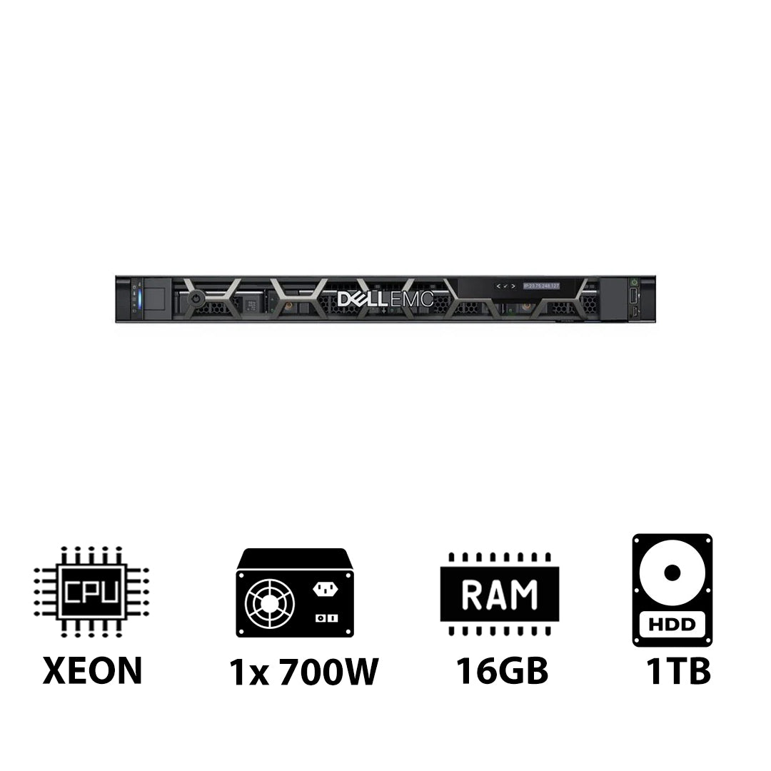 Dell PowerEdge R250 - Xeon-2.80GHz / 4-Cores / 16GB / 1TB HDD / 1x 700Watts / Rack (1U)