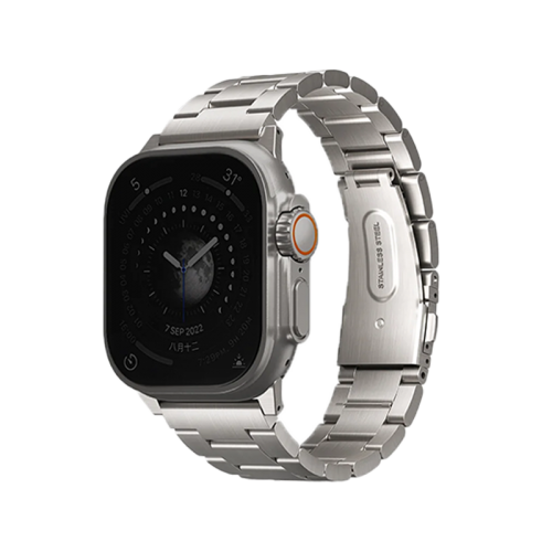 Uniq Osta Steel سوار مع Self قابل للتعديل for ابل ساعة - Titanium فضي