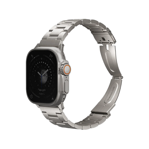 Uniq Osta Steel سوار مع Self قابل للتعديل for ابل ساعة - Titanium فضي
