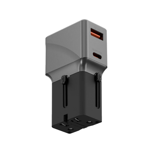محول  السفر Energea TravelWorld المزودمنفذ يو اس بي واحدمنفذ يو اس بيمنفذ ، 25 واط، PD محول  أسود رمادي محول