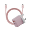 Bazic Go Port Velox Kit Bundle 1-Port USB-C & 1-Port USB-A PD 35W Wall Charger with Weave USB-C to USB-C 60W Cable - Peach Pink