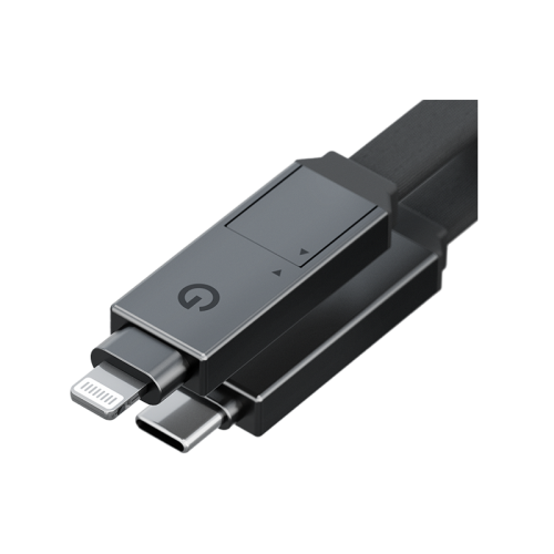 Energea Sheath 2-in-1 USB-C to USB-C + Lightning Cable, 60W, 480Mbps, 1m – Gunmetal