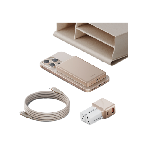 مجموعة Energea Voyager للسفر حول العالم: محول + طاقة Alupac 10000 مللي أمبير + كابل Helix كابل .5 متر + حقيبة - بيج