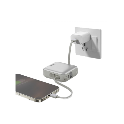 Bazic GoPower Fusion ميني - طاقة 3 في 1 طاقة 10000 مللي أمبير في الساعة مع كابل  يو اس بيكابل  لايتننج  مع كابل  Pebble