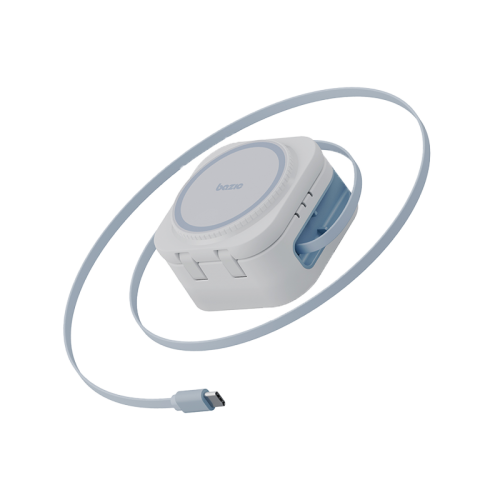 محطة Bazic GoMag ميني في 1 قابلة للطي مغناطيسي لاسلكي شاحن ساعة ابل  ايربودز - أبيض