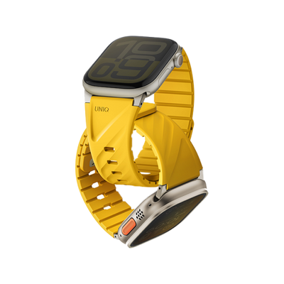 Uniq Fluo Bundle Magnetic Watch Strap With Connector for Apple Watch 40mm to 49mm - Golden Yellow