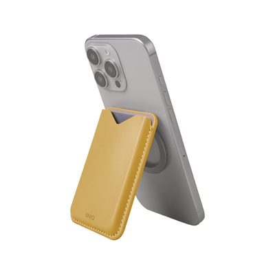 Uniq Lyden Evo Wallet Magnetic Snap-on Stand With Card Holder for iPhone - Canary Yellow