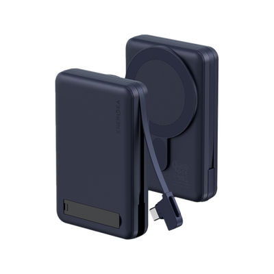 Energea MagPac Pro Plus MagSafe 10000mAh Power Bank Built-In USB-C Cable With Built In Stand - Blue