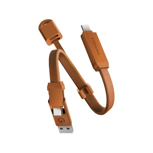 Energea Sheath Key 2-IN-1 Cable - 60W / 480Mbps / USB-C / USB-A / 0.15 Meter / Orange
