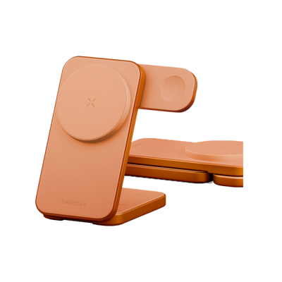 Energea MagTrio2 3 in 1 Foldable Magnetic Fast Wireless Charger - Orange