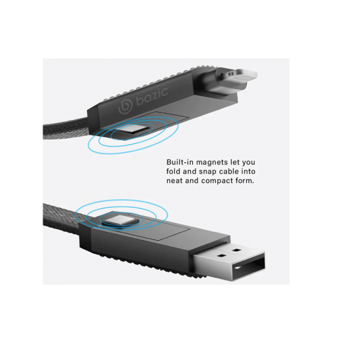 كابل بازيك جو تشارج ألوكابل 4 في 1، إدخال USB-A وUSB-C إلى إخراج USB-C وLightning، 15 سم، أسود
