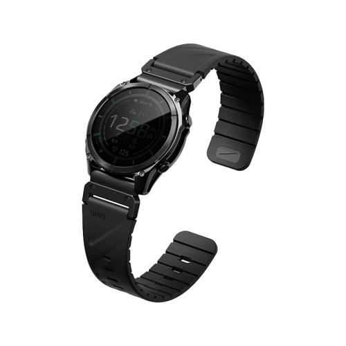 سوار ساعة ذكية  Uniq Fluo مغناطيسي مع موصل قابل للازالة  ساعة Garmin ذات عروات ساعة -أسود ميدنايت