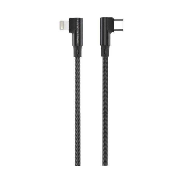 Swiss Military Braided Type-C To Lightning Data Sync Charging Cable - 2 Meter /  18W / Black