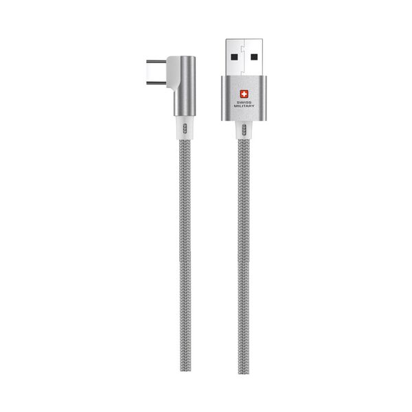 Swiss Military Braided USB-A To Type-C Data Sync And Charging Cable - 2 Meter /  60W / White