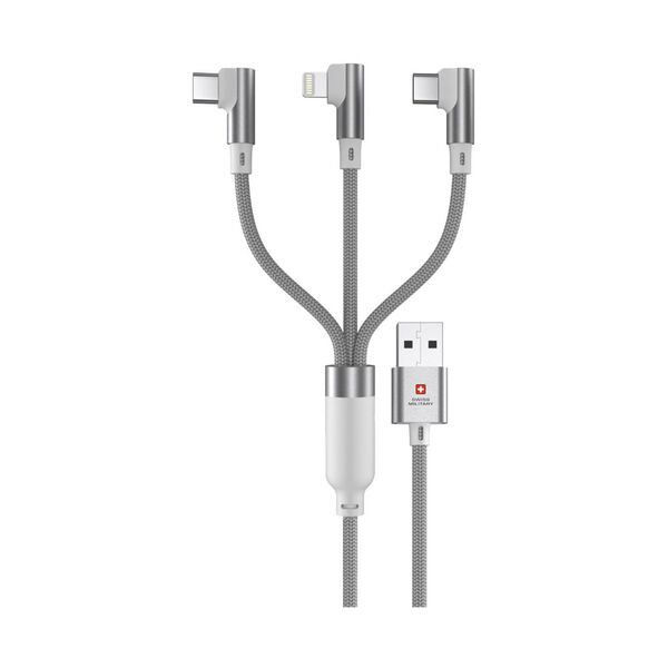 Swiss Military Braided USB-A To 3-In-1 Cable - 2 Meter / White