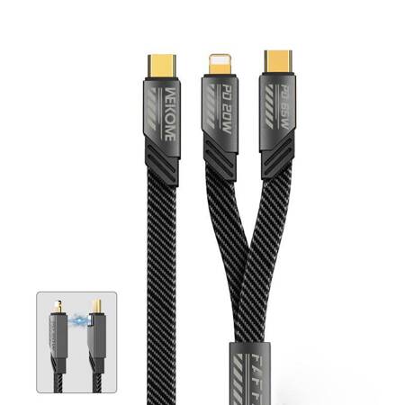 WEKOME WDC-189 Mecha Series - 2in1 USB-C to Lightning + USB-C 65W Fast Charging Cable - 1.2 Meter / Black