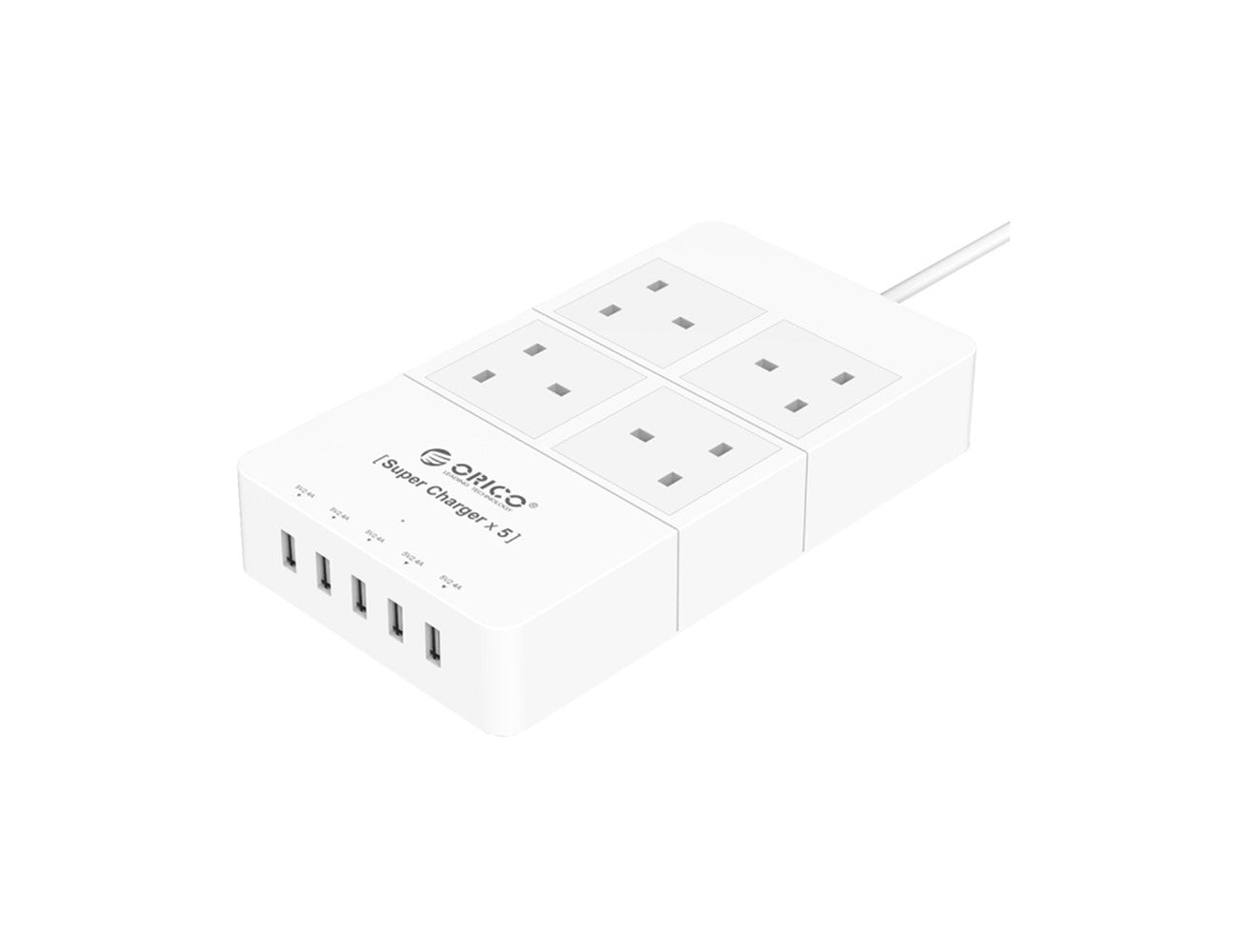 ORICO 4 AC Outlets and 5 USB Charger Surge Protector - White