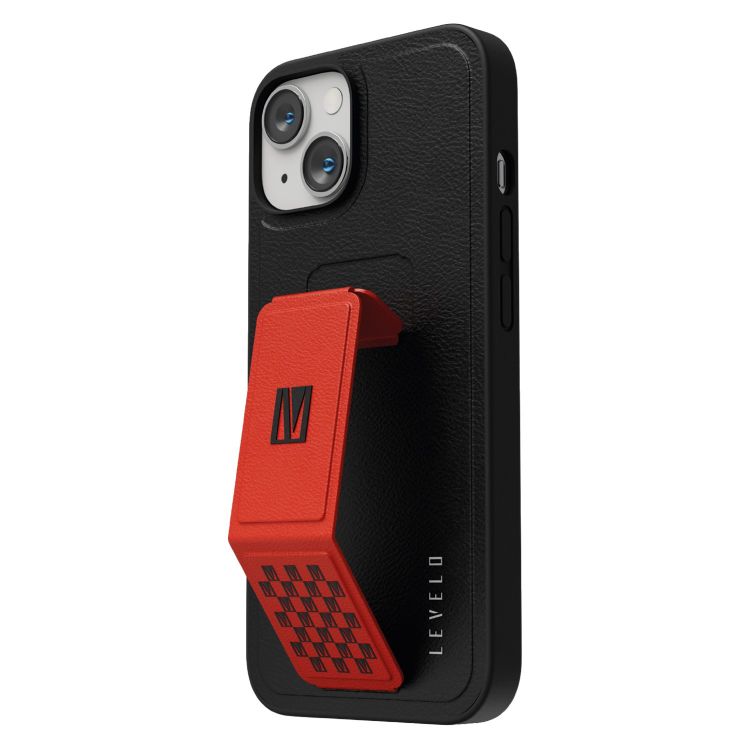 Levelo Morphix Gripstand PU Leather Case - iPhone 14 Plus / Red