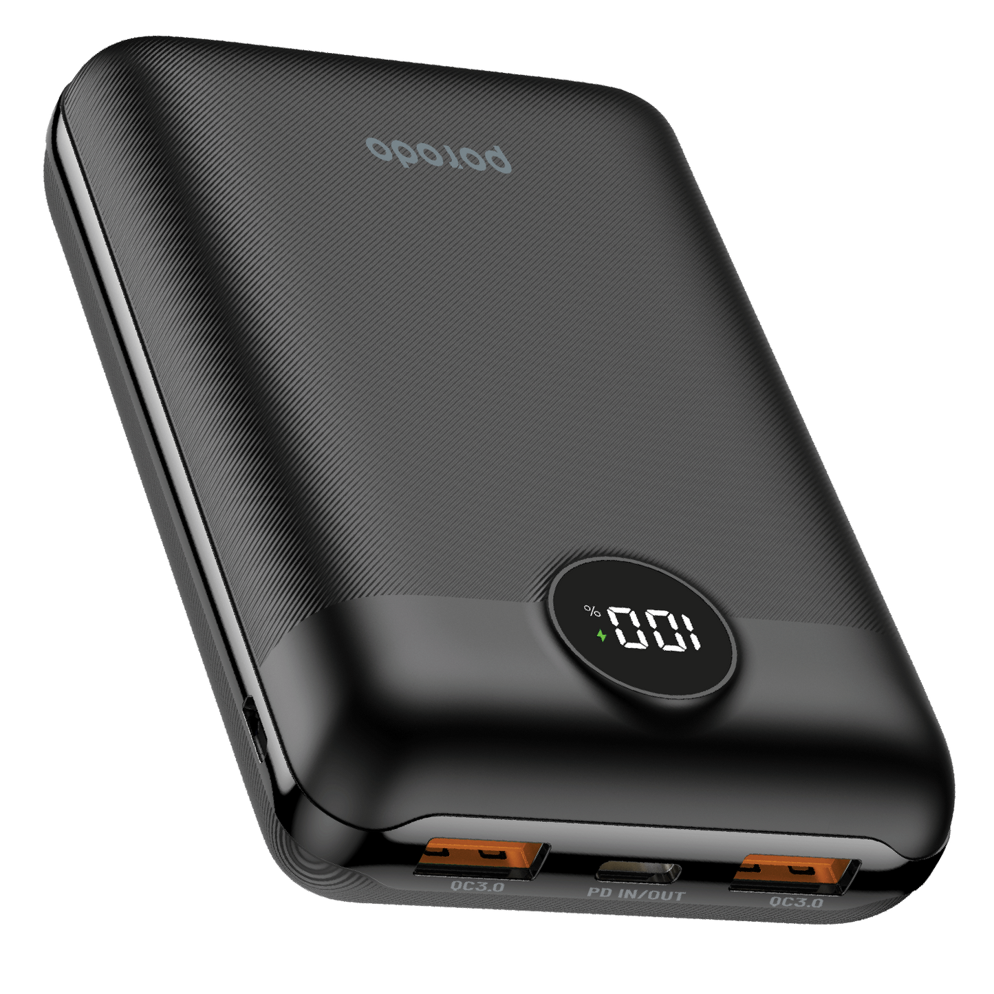 Porodo Super Compact 20W PD & QC3.0 Power Bank 20000mAh With 3-Output Fast Charging - Black