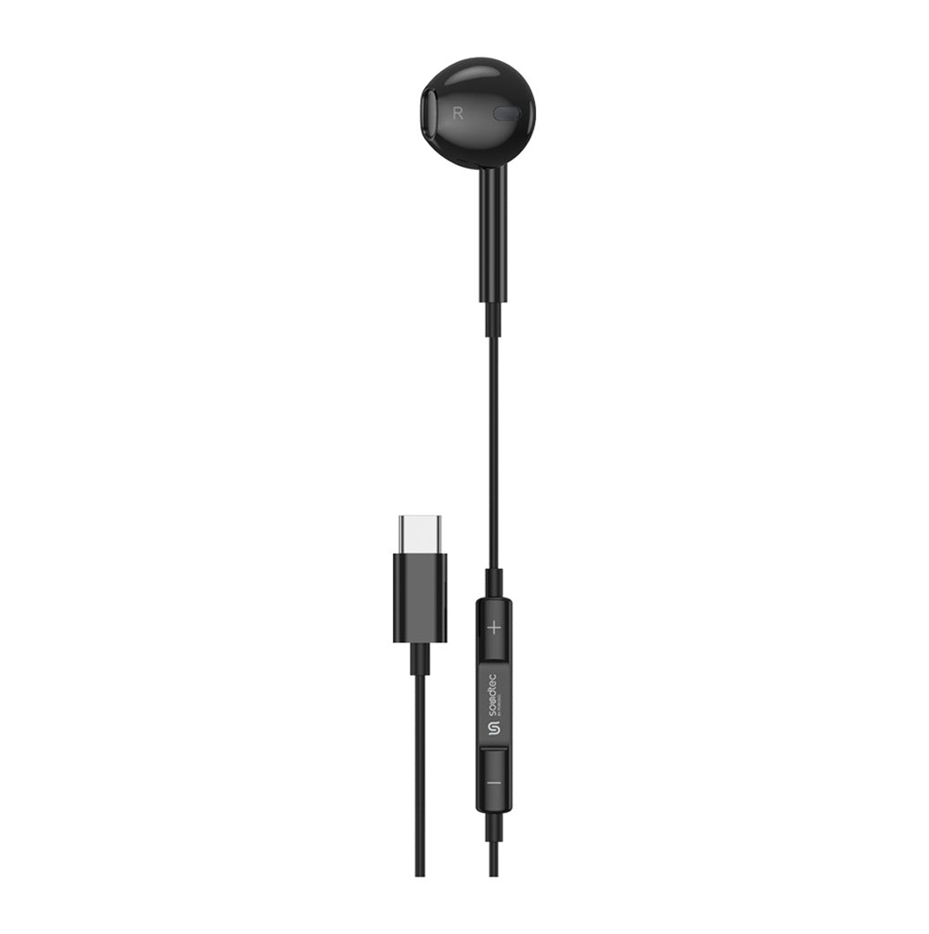 Porodo Mono Earphone with Type-C Connector - Black