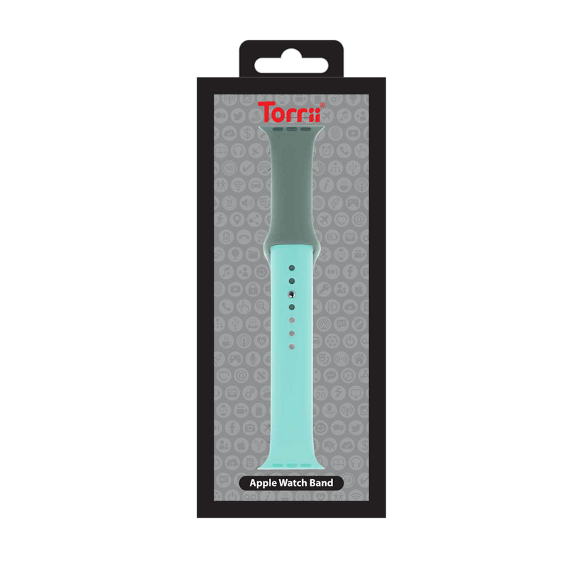 Torrii Siliconee Mix Watch Band For Apple Watch 49 / 45 / 44 / 42 mm - Dark Green / Aqua Blue