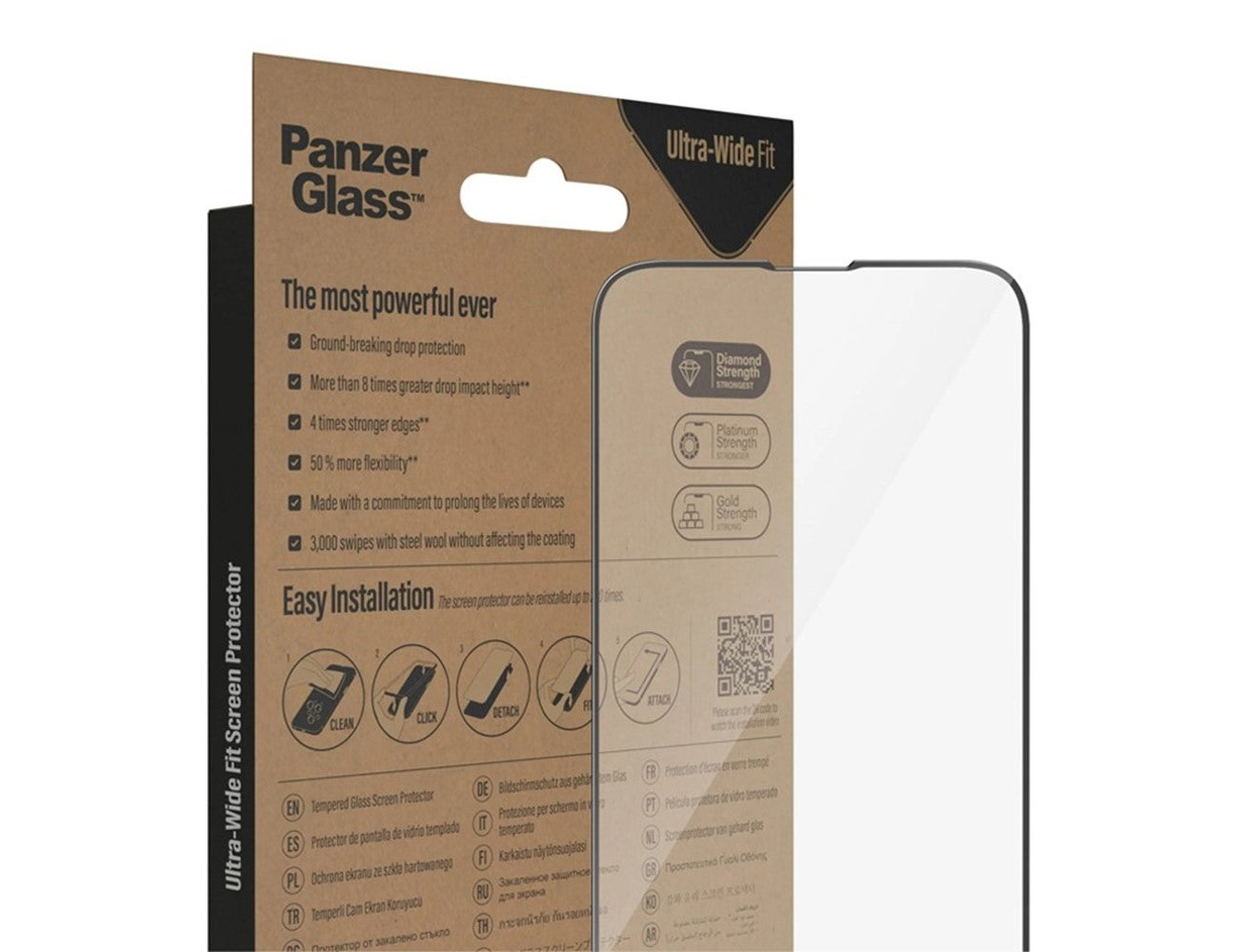 PanzerGlass Ultra Wide Fit Tempered Glass Screen Protector for iPhone 15 Plus - Clear