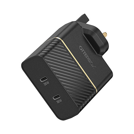 OtterBox UK Wall Charger 50W - 1X USB-C 30W + 1X USB-C 20W USB-PD - Black