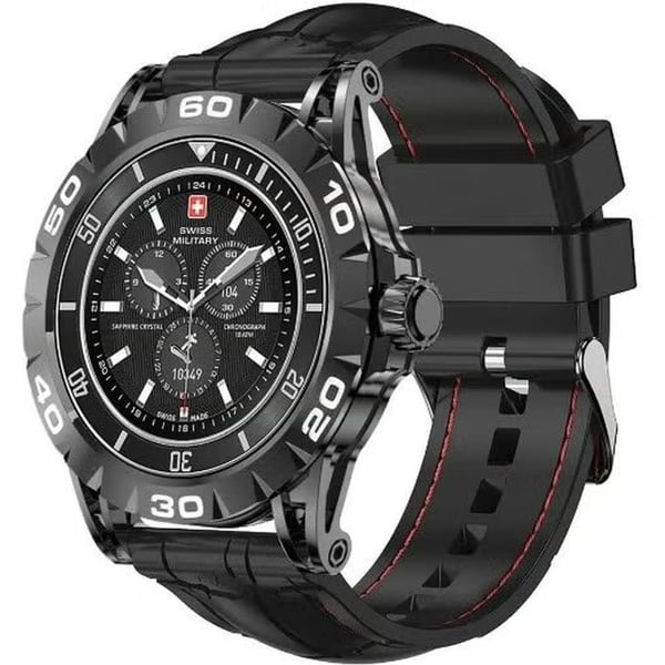 Swiss Military Dom 2 Black face with Black Silicon Strap - Smart Watch