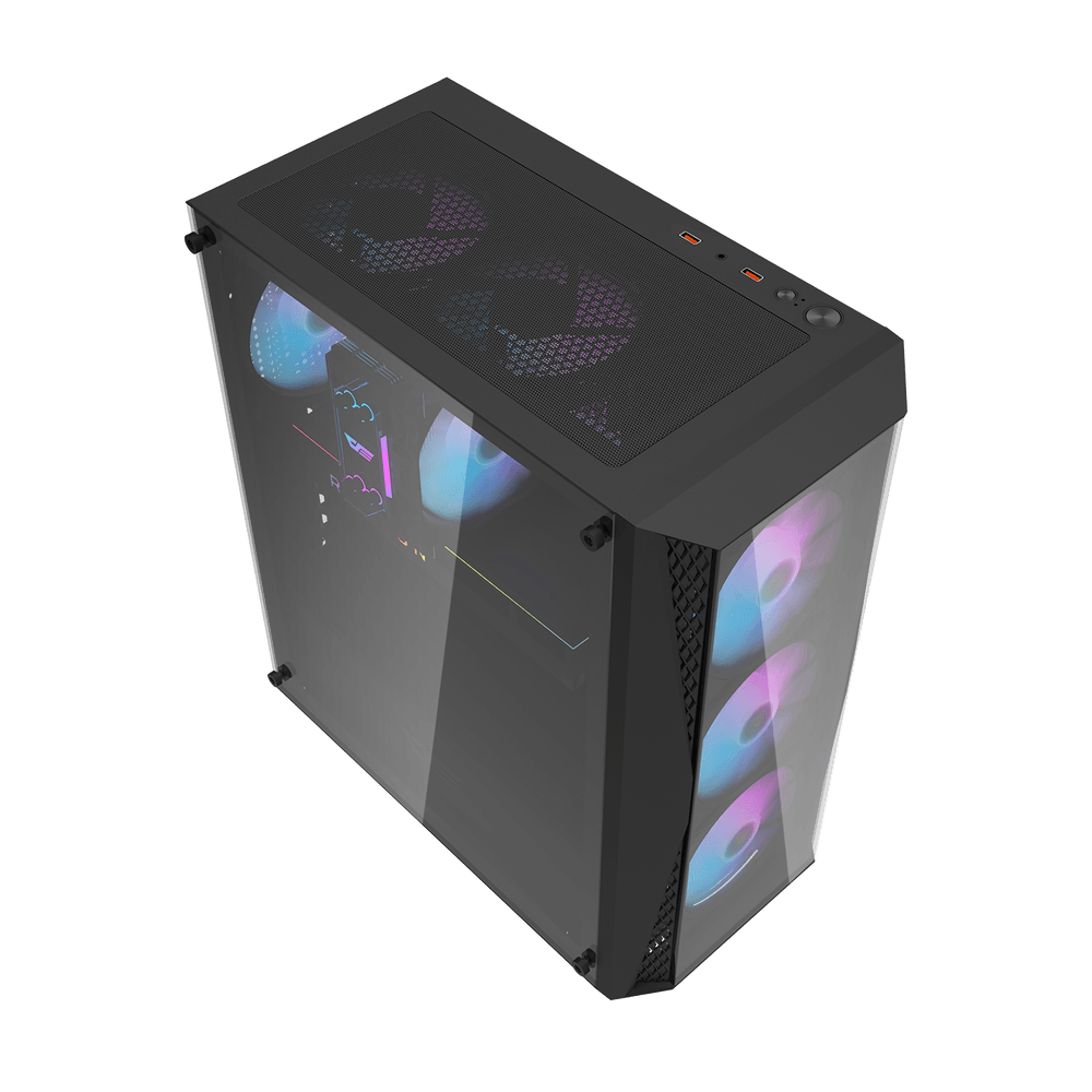 Darkflash DK352 Plus Midtower ATX Case - Black (With 4 x ARGB Fans Included)