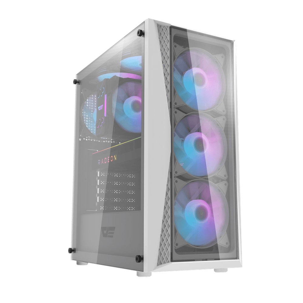 Darkflash DK352 Plus Midtower ATX Case - White (With 4 x ARGB Fans Included)