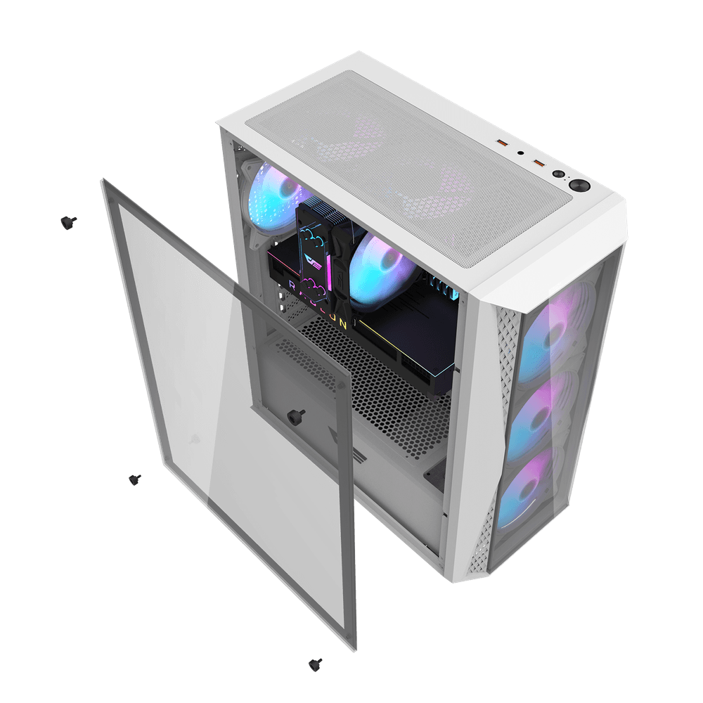 Darkflash DK352 Plus Midtower ATX Case - White (With 4 x ARGB Fans Included)