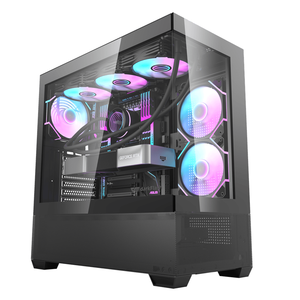 Darkflash DS900 Air ATX PC Case - Black (With 3 x ARGB Fans Separate)