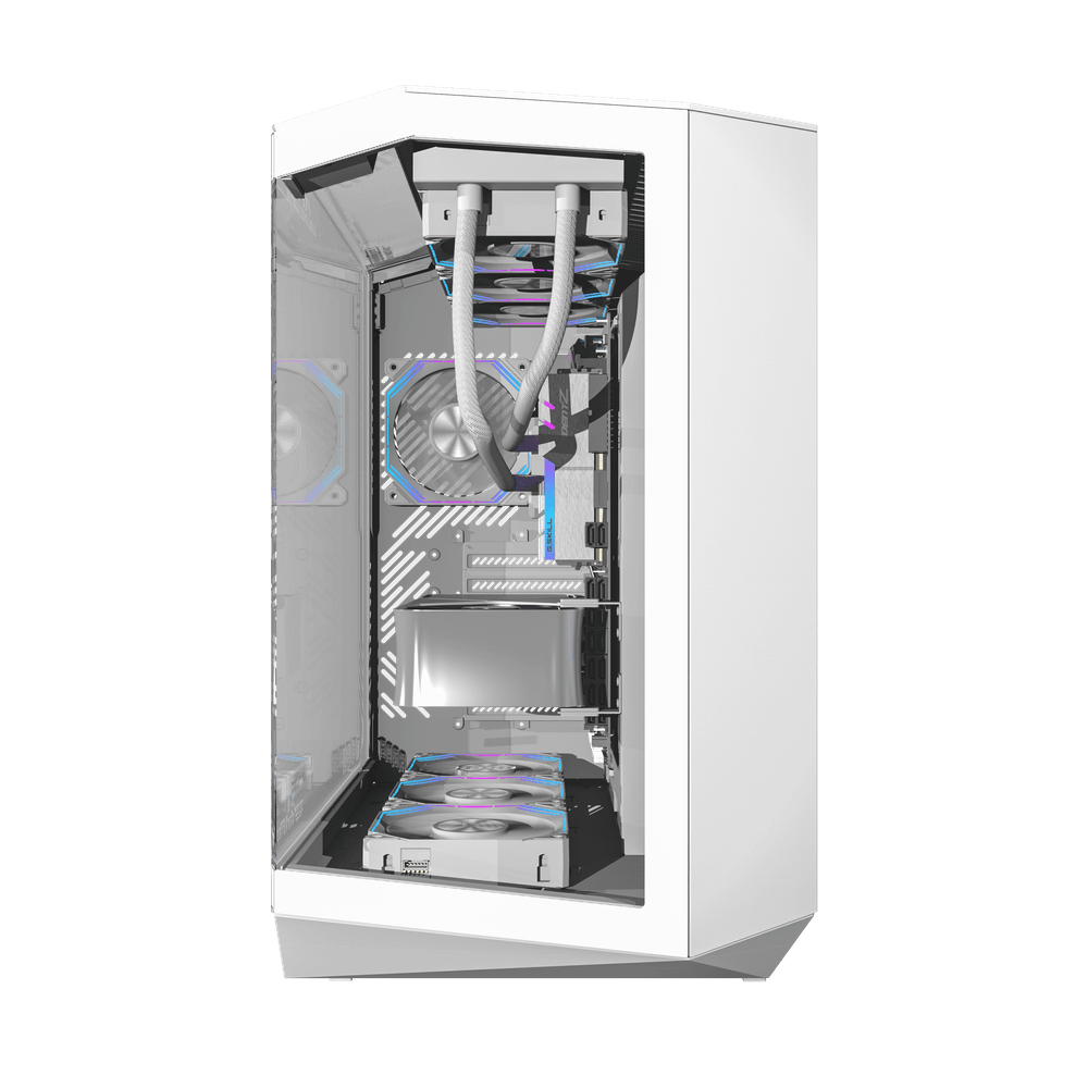 Darkflash DY470 ATX PC Case - White (With 4 x ARGB Fans Included)