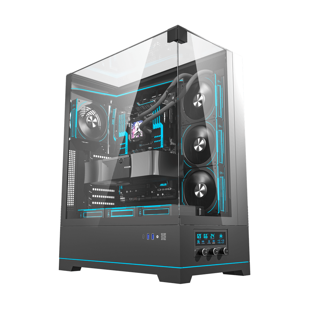 Darkflash DY450L Pro ATX PC Case - White (With 4 x Digital Fans Included With Temperature)