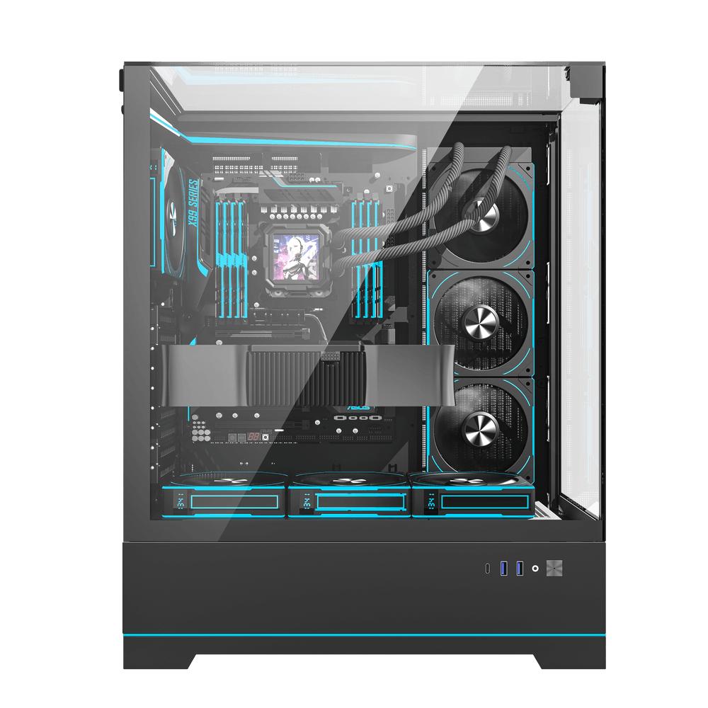 Darkflash DY450L Pro ATX PC Case - White (With 4 x Digital Fans Included With Temperature)