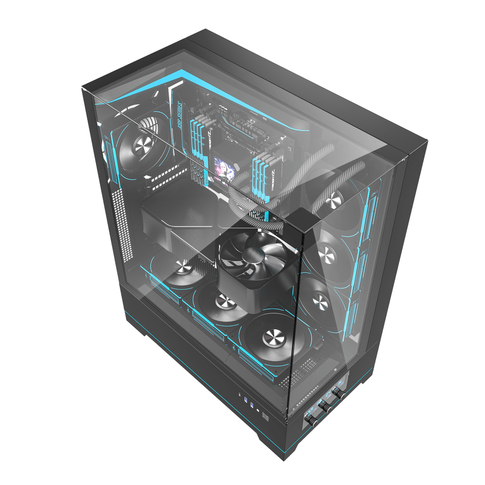 Darkflash DY450L Pro ATX PC Case - White (With 4 x Digital Fans Included With Temperature)